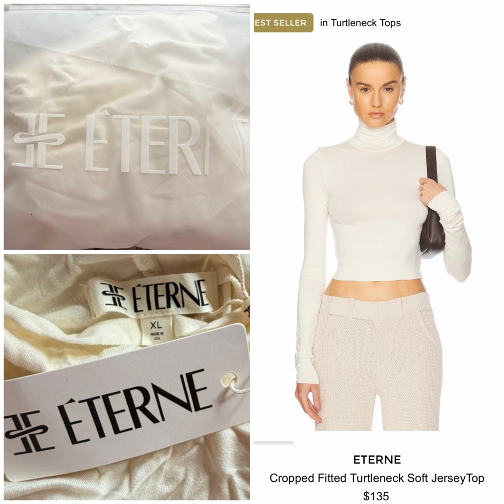 Nwt Eterne Cream Cropped Fitted Turtleneck Top L